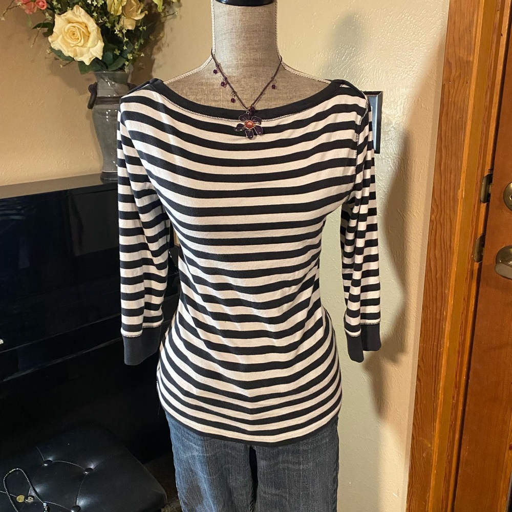 Striped Black and White Women's Top